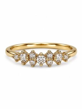 14K Solid Gold Diamond Cluster Ring Natural Diamonds Vintage Waterfall Size 6